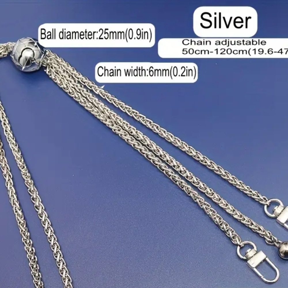 0025. Adjustable Silvertone Crossbody Chain
